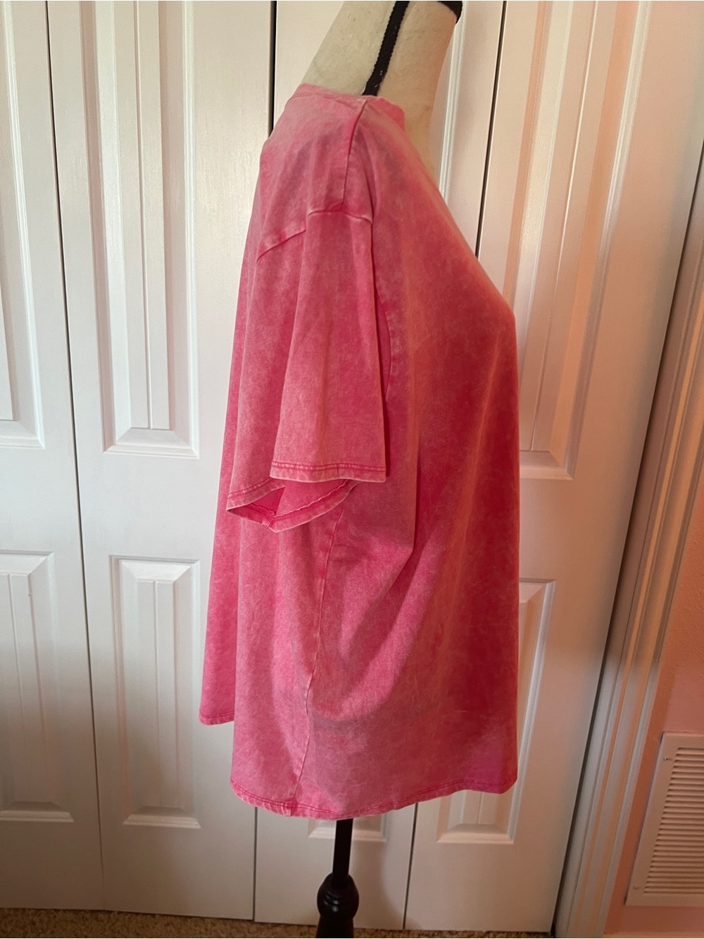 Zenana Outfitters Mineral Wash Short Sleeve Tee in Pink - Picture 3 of 9